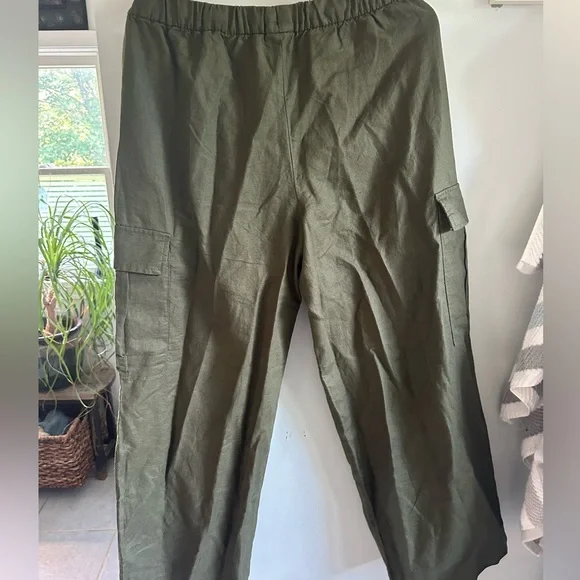 Gap Midrise army green cargo linen pants nwt - Picture 6 of 6